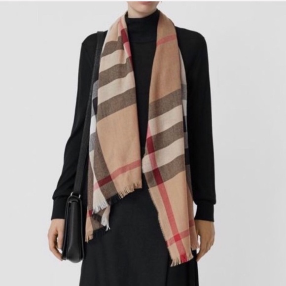 burberry lightweight check wool silk scarf